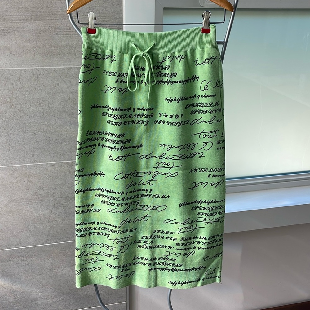 Knit Printed Midi Skirt